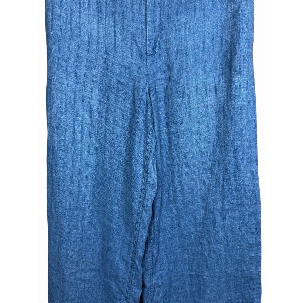 Lauren Ralph Lauren Blue Linen Pants Womens 10 Wide Leg Coastal Resort Chic - Picture 4 of 13
